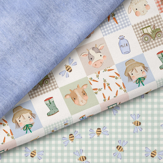 Little Farm Life Patchwork – süßer Bauernhof Stoff | verschiedene Stoffarten