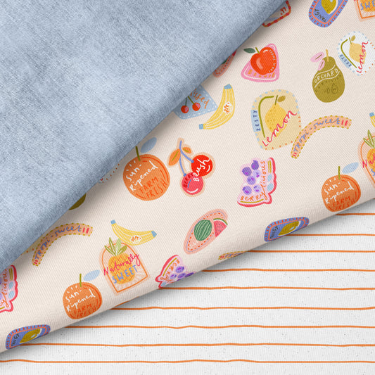Sweet Picks Neutral – Kinderstoff mit Früchten | verschiedene Stoffarten