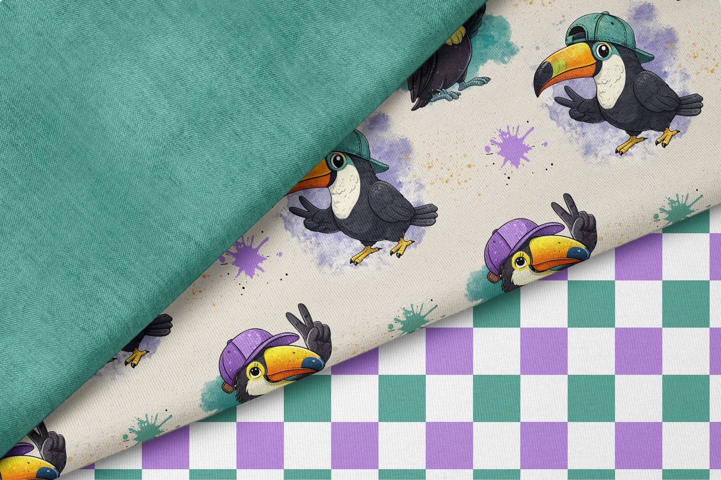 Stoffpaket Toucan Vibes Beige | auf verschiedenen Stoffarten