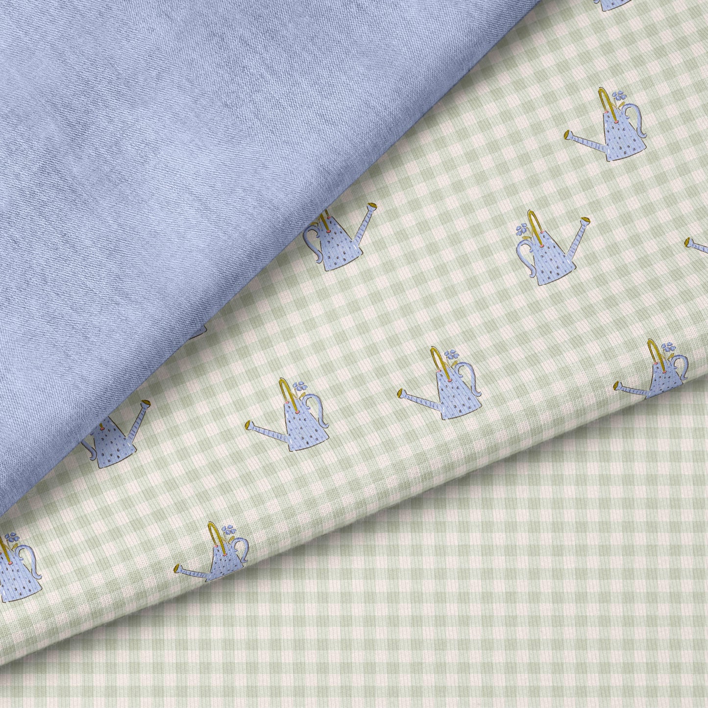 Little Garden Friends Gießkanne Stoff – Aquarell Garten Design | auf verschiedenen Stoffarten
