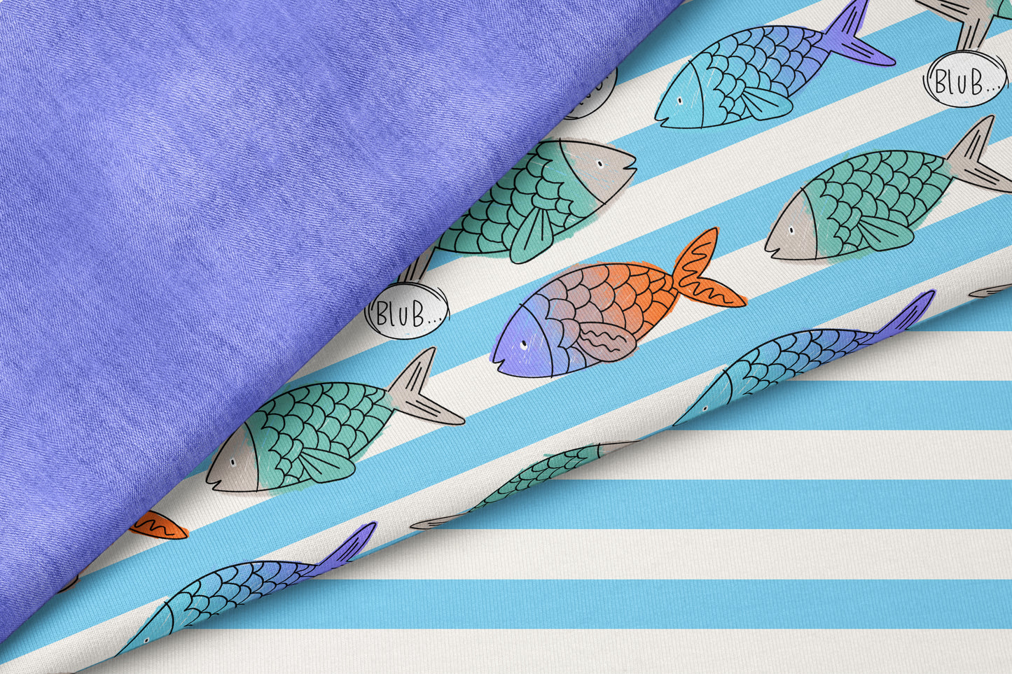 Stoffpaket Fish & Stripes | auf verschiedenen Stoffarten