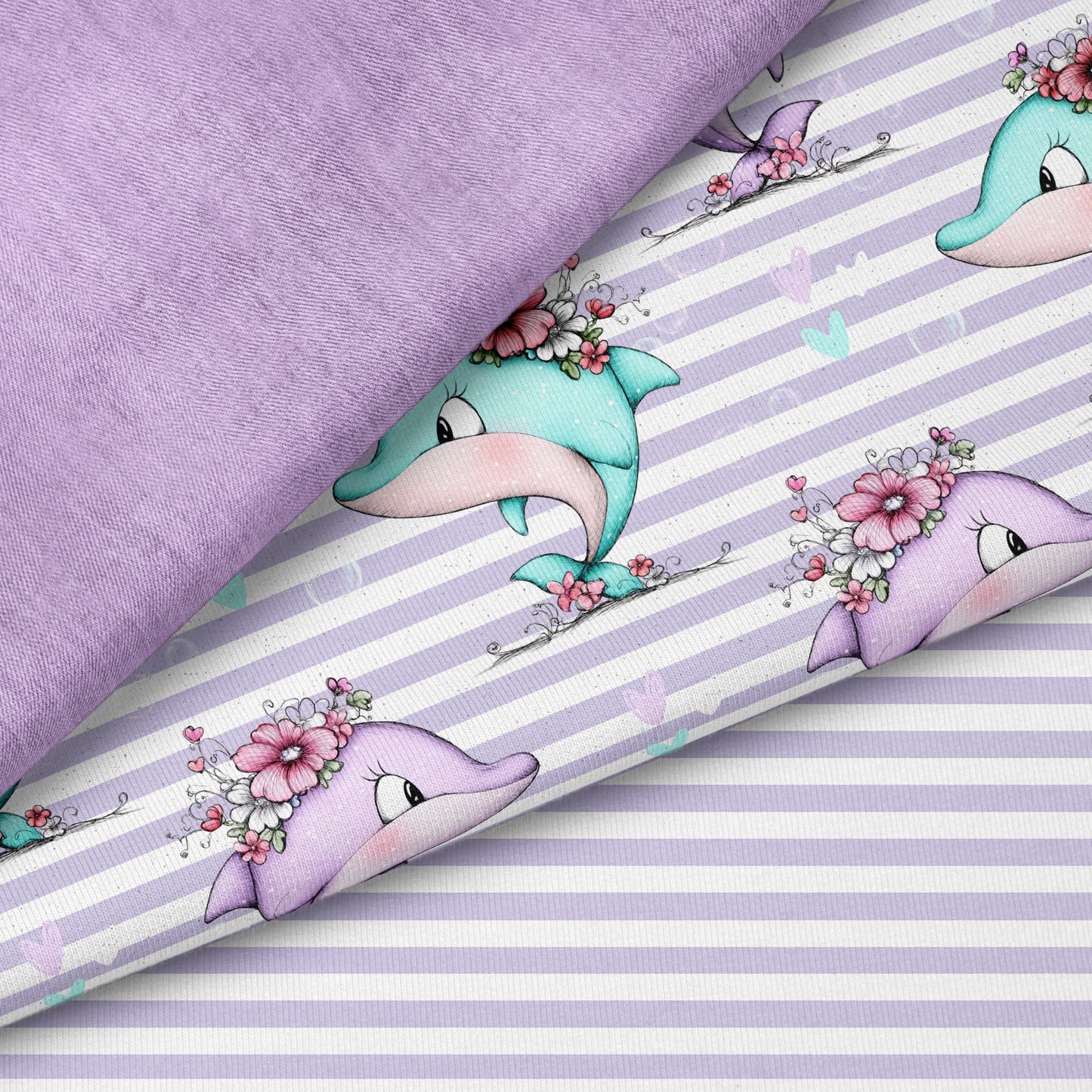 Blooming Dolphin Stripes | auf verschiedenen Stoffarten