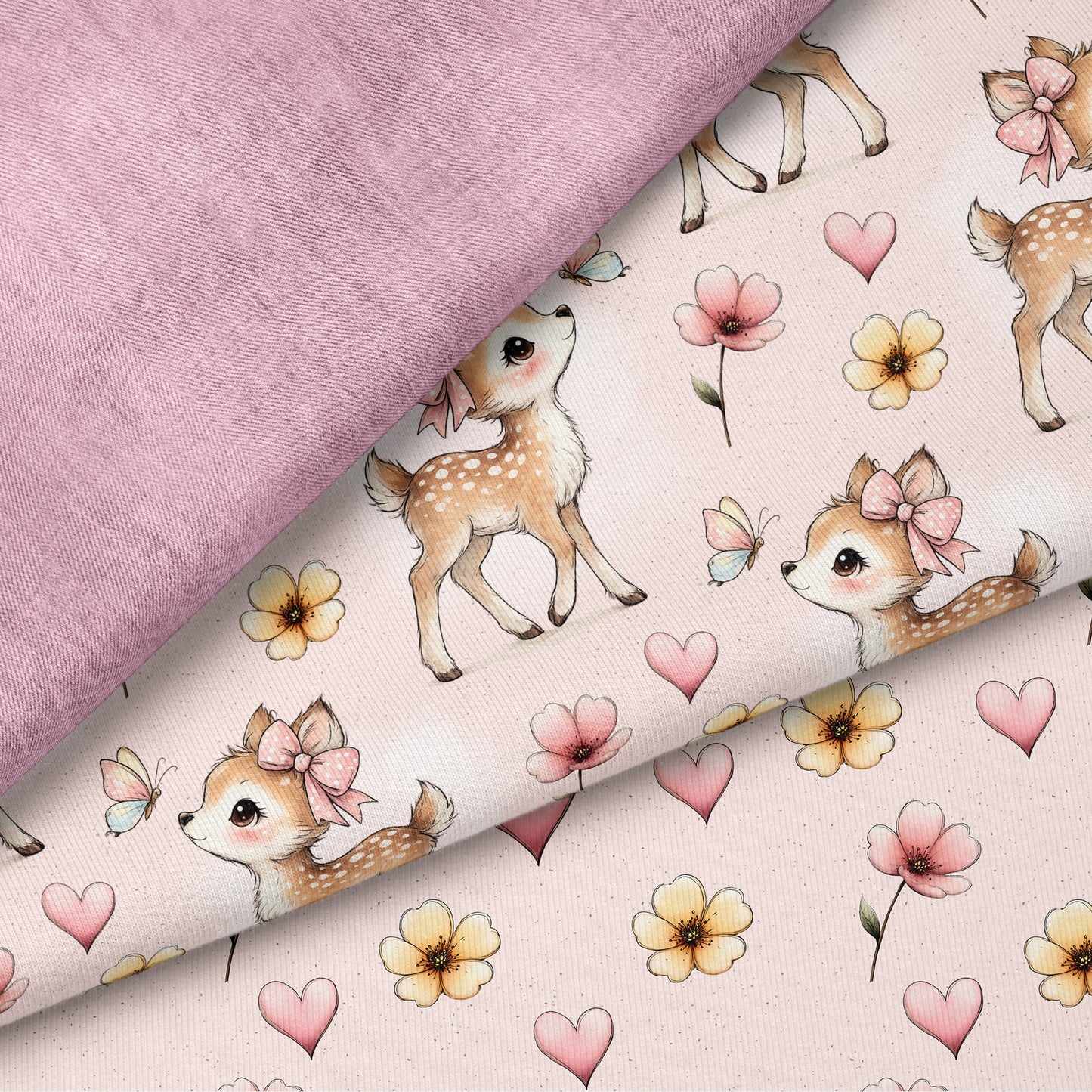 Little Blossom Deer Rosa | auf verschiedenen Stoffarten