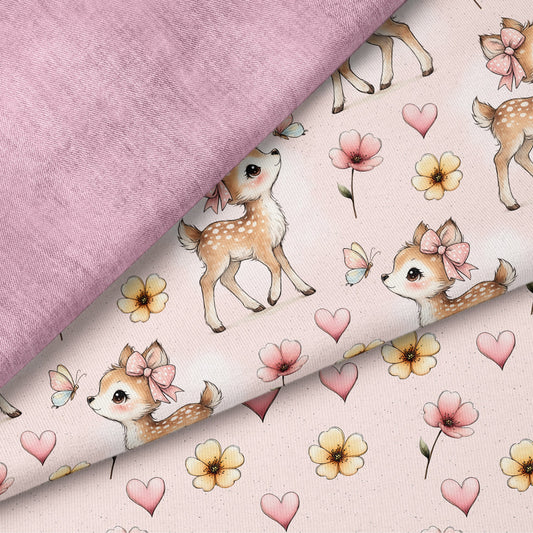 Little Blossom Deer Rosa | auf verschiedenen Stoffarten