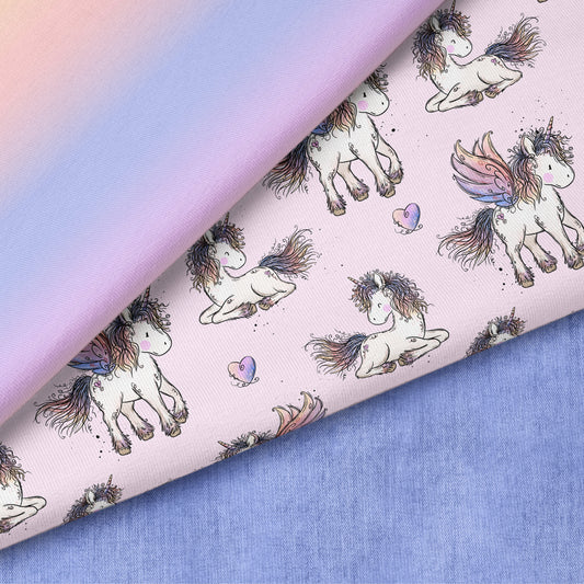 Einhornzeit Rosa – Einhorn Stoff in Rosa | verschiedene Stoffarten