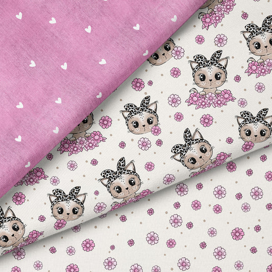 Kitty Flower Leo – Katzen & Blumen Kinderstoff | verschiedene Stoffarten