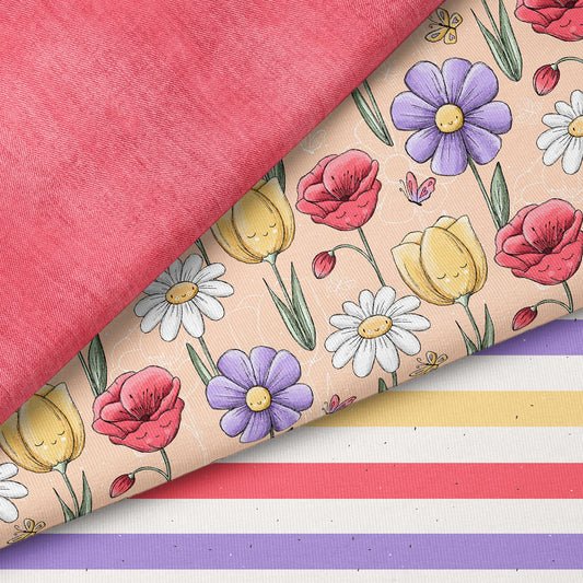 Bloom & Smile Gelb – fröhlicher Blumen Stoff | auf verschiedenen Stoffarten