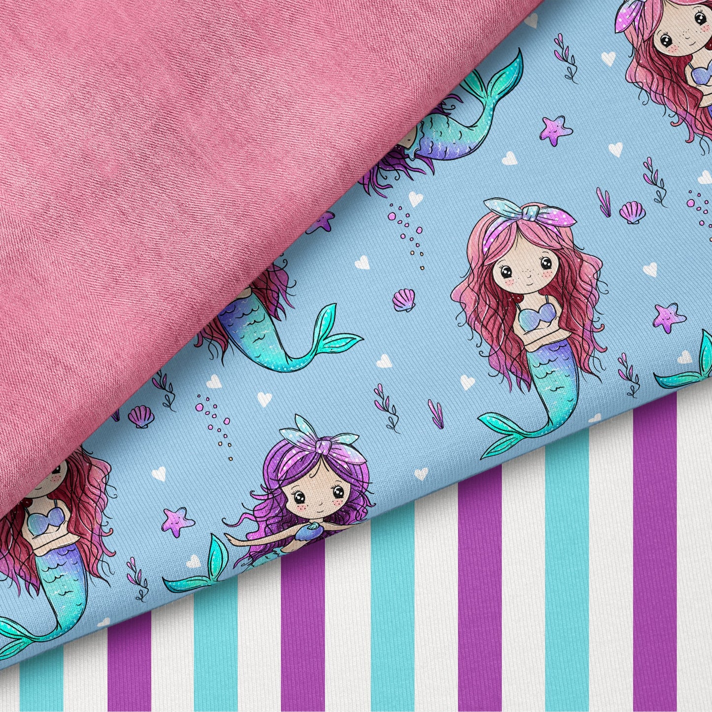 Mermaid Dreams Blau | auf verschiedenen Stoffarten