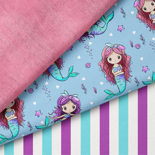 Mermaid Dreams Blau | auf verschiedenen Stoffarten