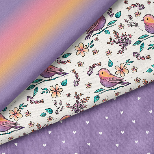 Birds & Blooms – Stoff mit Vögeln & Blumen | auf verschiedenen Stoffarten