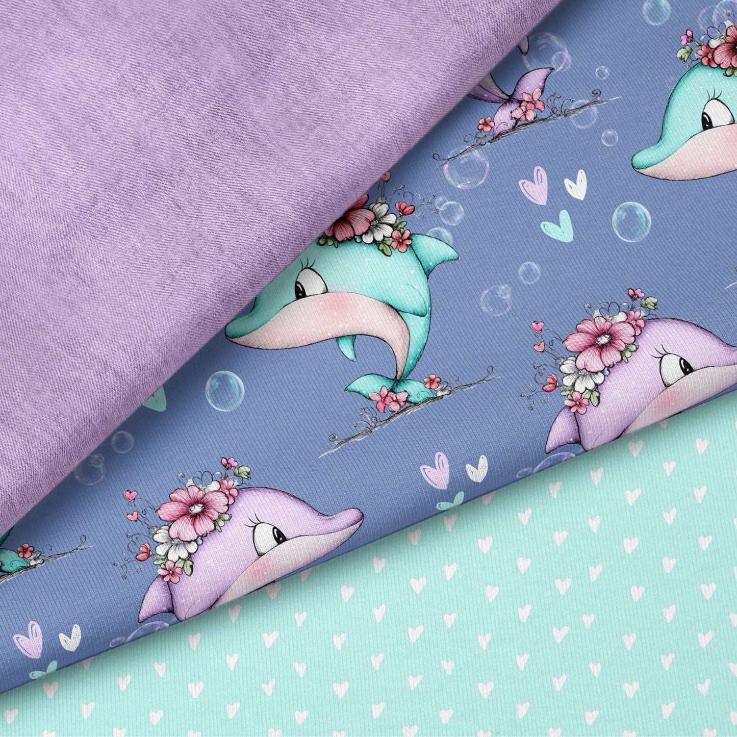 Blooming Dolphin Lila | auf verschiedenen Stoffarten