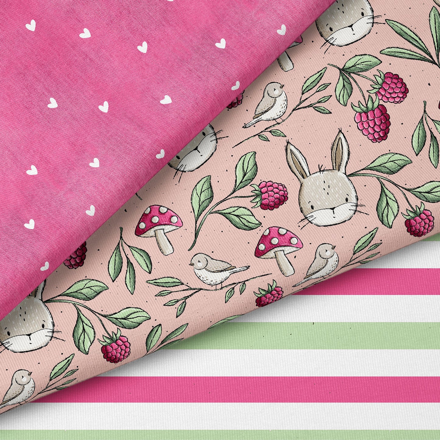 Wiesentag Rosa – Waldtiere & Natur | verschiedene Stoffarten