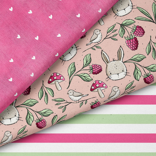 Wiesentag Rosa – Waldtiere & Natur | verschiedene Stoffarten