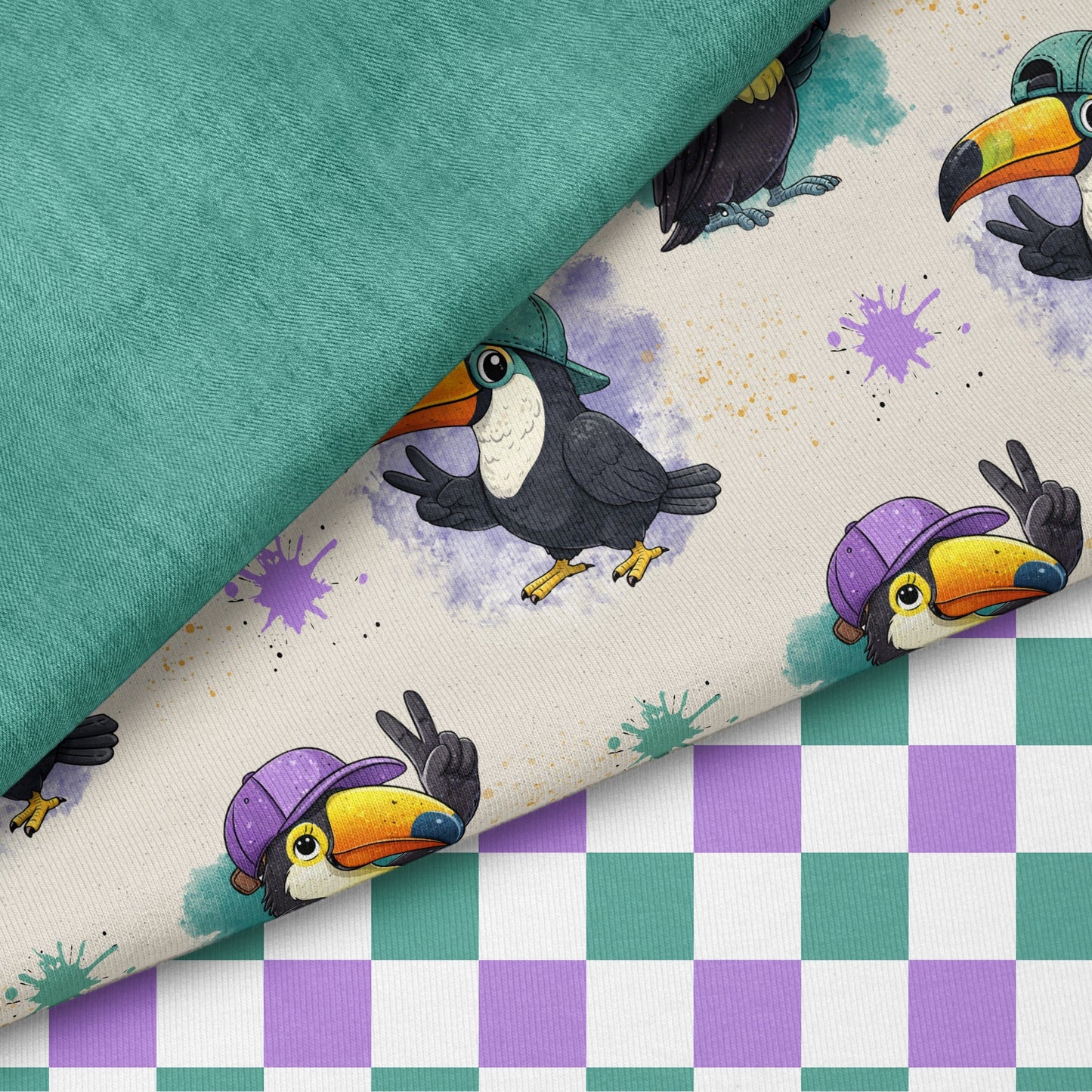 Toucan Vibes Beige | auf verschiedenen Stoffarten