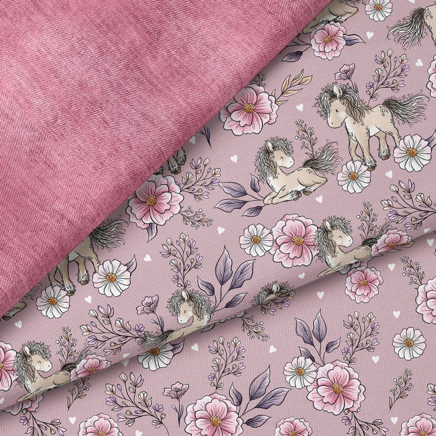 Flower Pony Mauve – zauberhafter Pony Stoff | auf verschiedenen Stoffarten