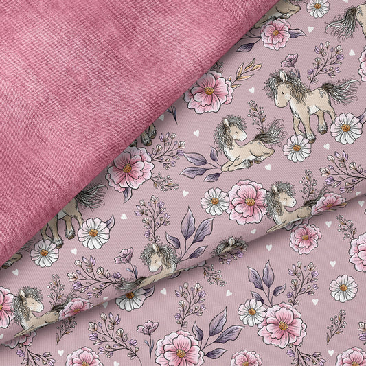Flower Pony Mauve – zauberhafter Pony Stoff | auf verschiedenen Stoffarten