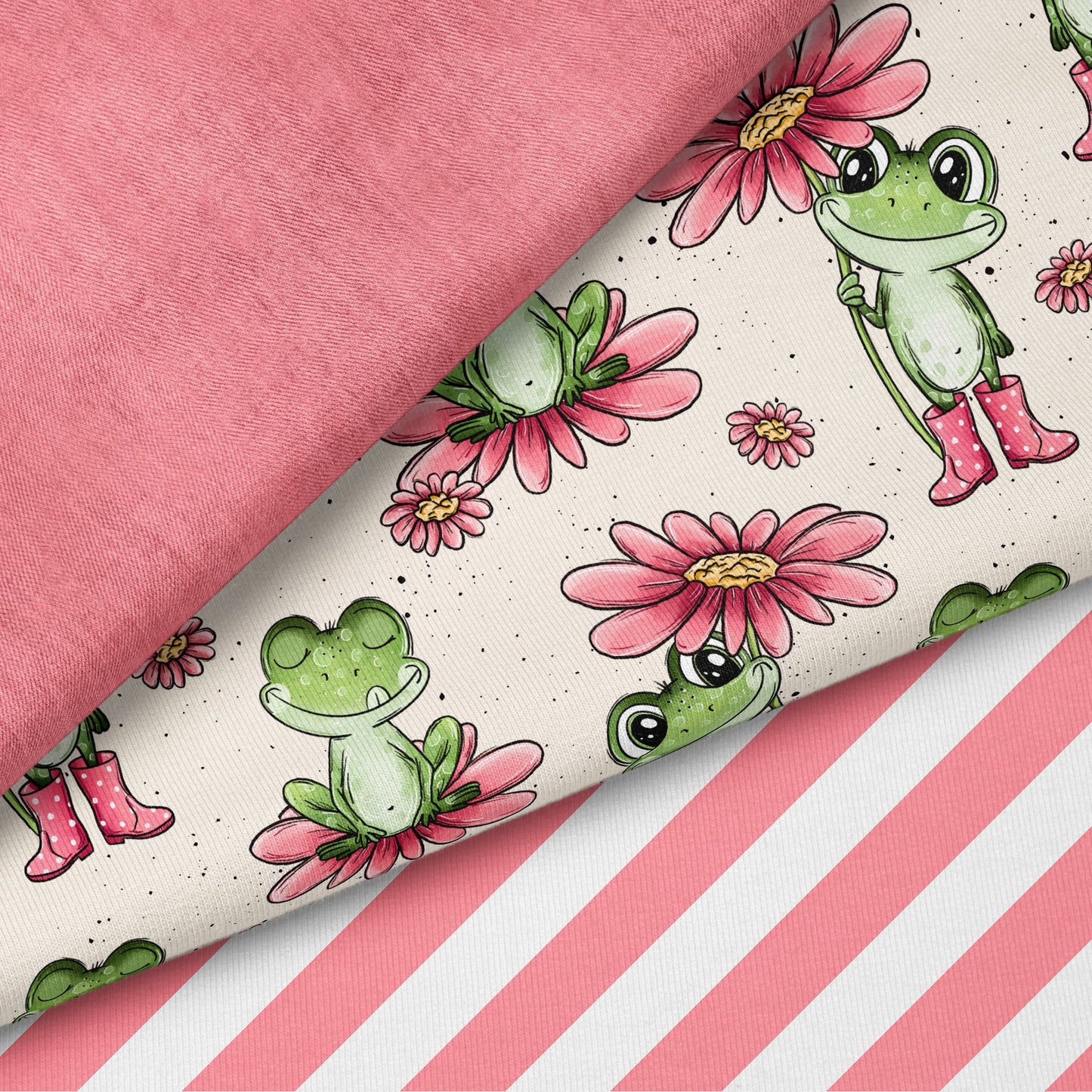 Froschtag Rosa | auf verschiedenen Stoffarten