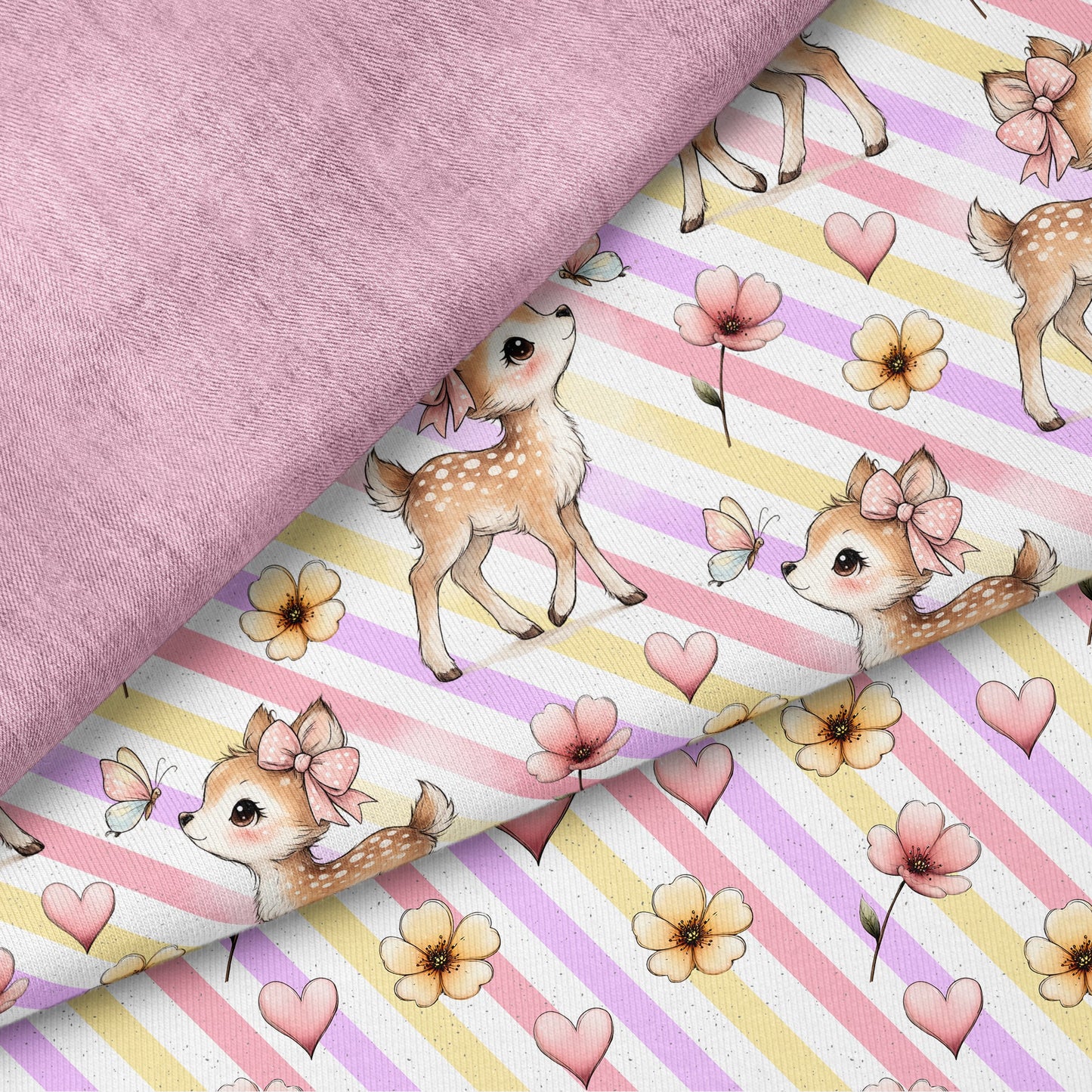 Little Blossom Deer Stripes | auf verschiedenen Stoffarten