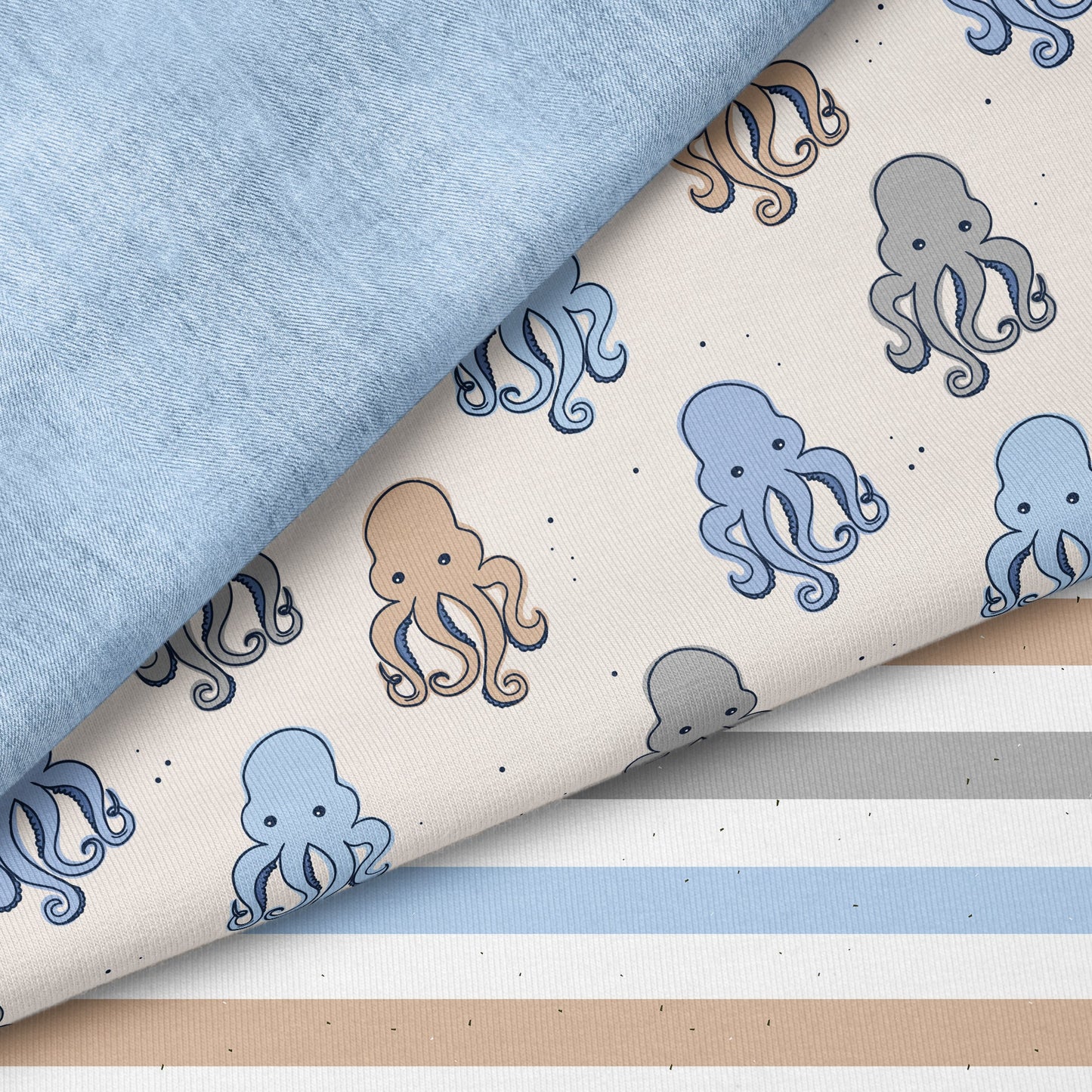 Little Octopus Beige | auf verschiedenen Stoffarten