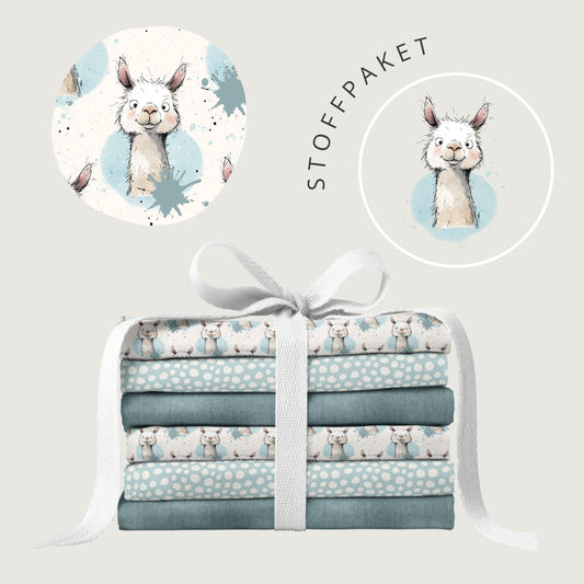 Stoffpaket Lama Vibes Beige – moderner Kinderstoff mit Lama | verschiedene Stoffarten