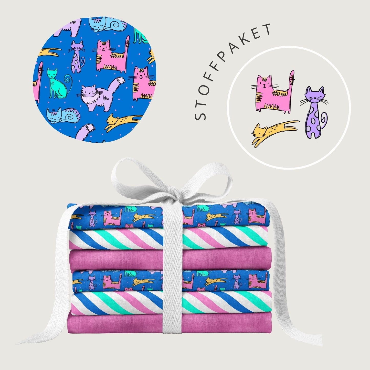 Stoffpaket Cat Scratch Blau – Katzenstoff | auf verschiedenen Stoffarten