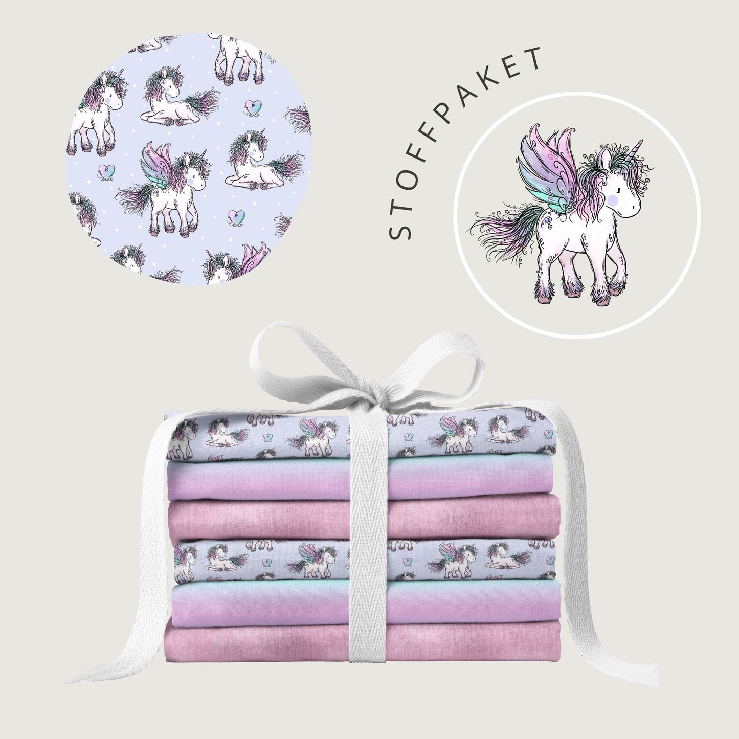 Stoffpaket Einhornzeit Blau – Einhorn Stoff in Blau | verschiedene Stoffarten