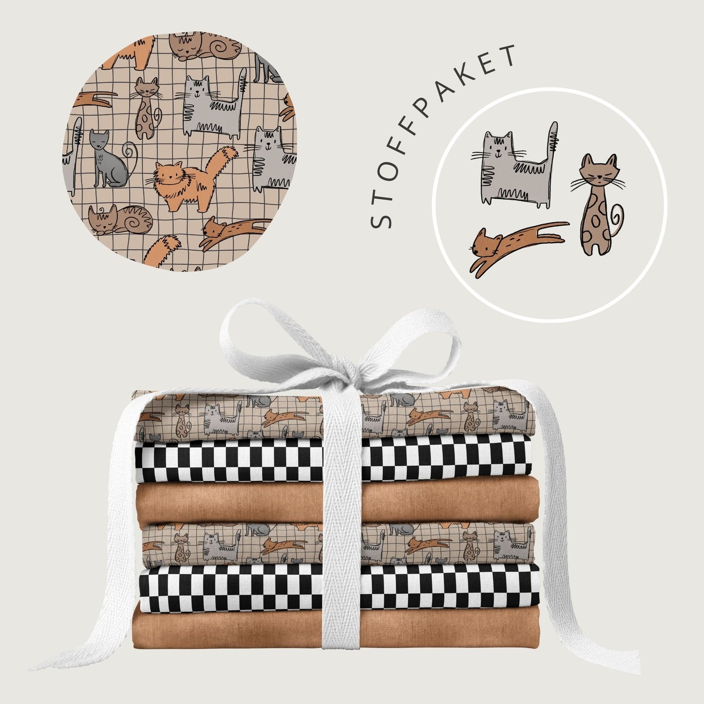 Stoffpaket Cat Scratch Braun – Katzenstoff | auf verschiedenen Stoffarten
