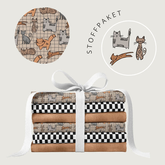 Stoffpaket Cat Scratch Braun – Katzenstoff | auf verschiedenen Stoffarten