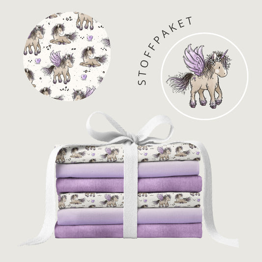 Stoffpaket Einhornzeit Creme – Einhorn Stoff in Creme | verschiedene Stoffarten