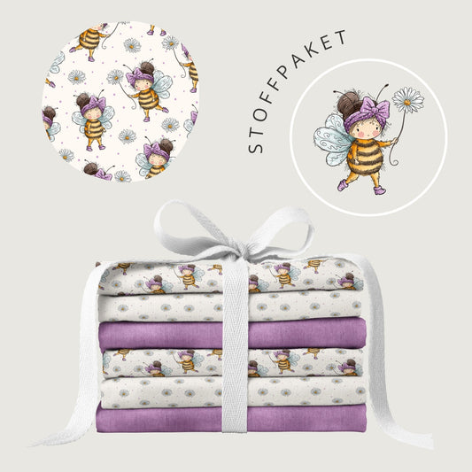 Stoffpaket Bienenmädchen Creme – Mädchen als Biene | auf verschiedenen Stoffarten