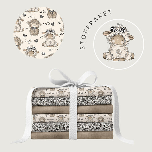 Stoffpaket Lämmchen Leo – Kinderstoff mit süßen Schafen | verschiedene Stoffarten