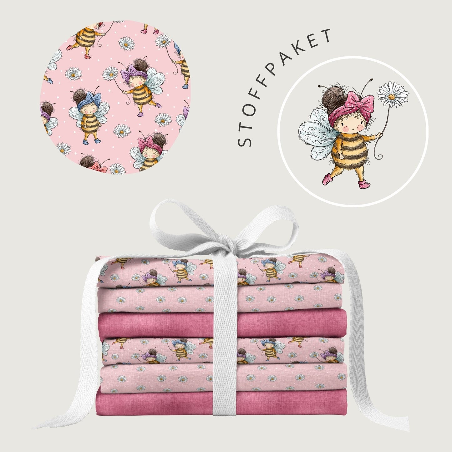 Stoffpaket Bienenmädchen Rosa – Mädchen als Biene | auf verschiedenen Stoffarten