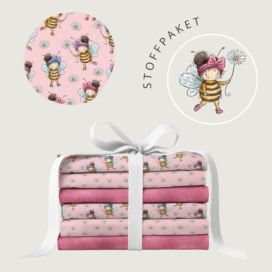 Stoffpaket Bienenmädchen Rosa – Mädchen als Biene | auf verschiedenen Stoffarten