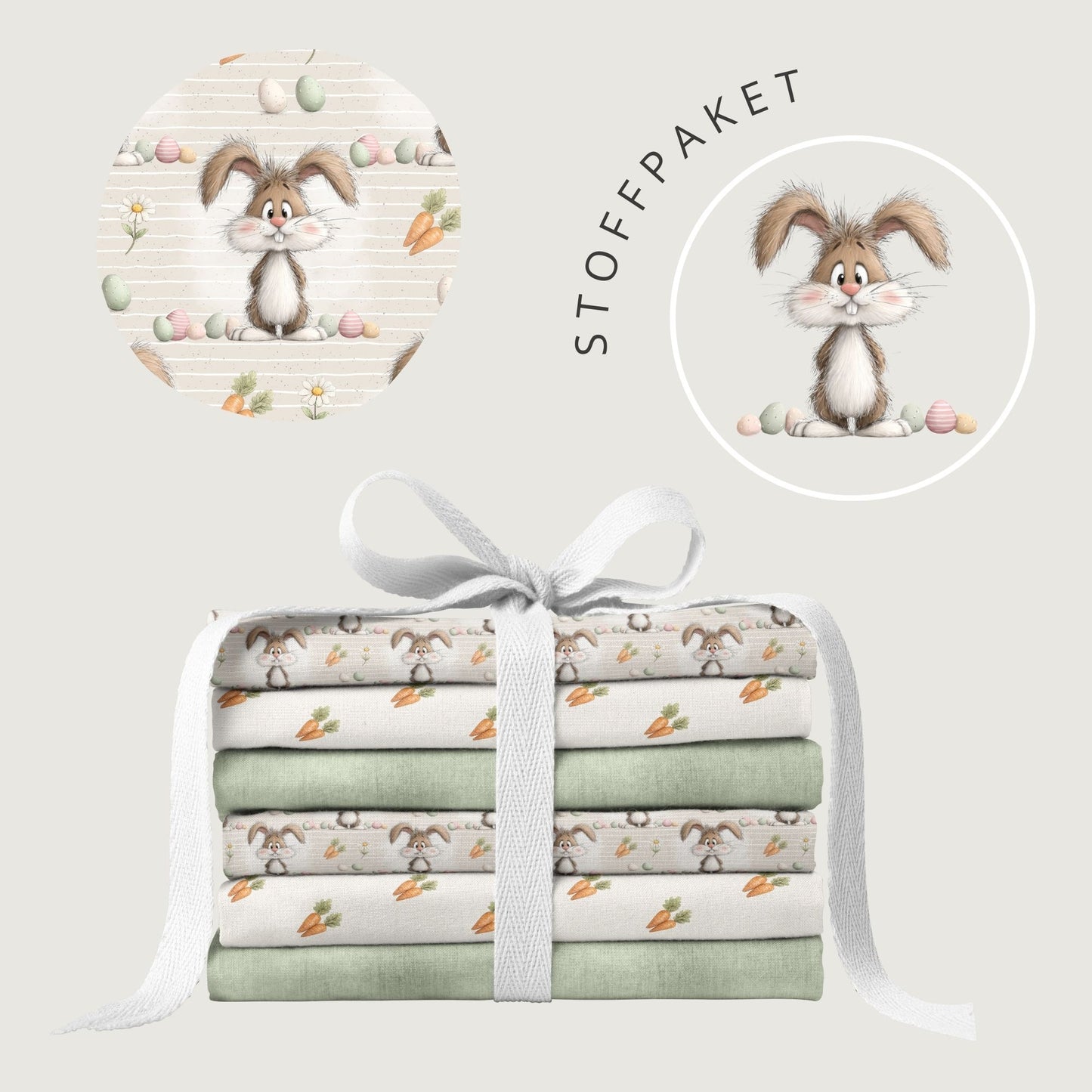 Stoffpaket Hoppelglück Stripes – süßer Hasenstoff mit Streifen | verschiedene Stoffarten