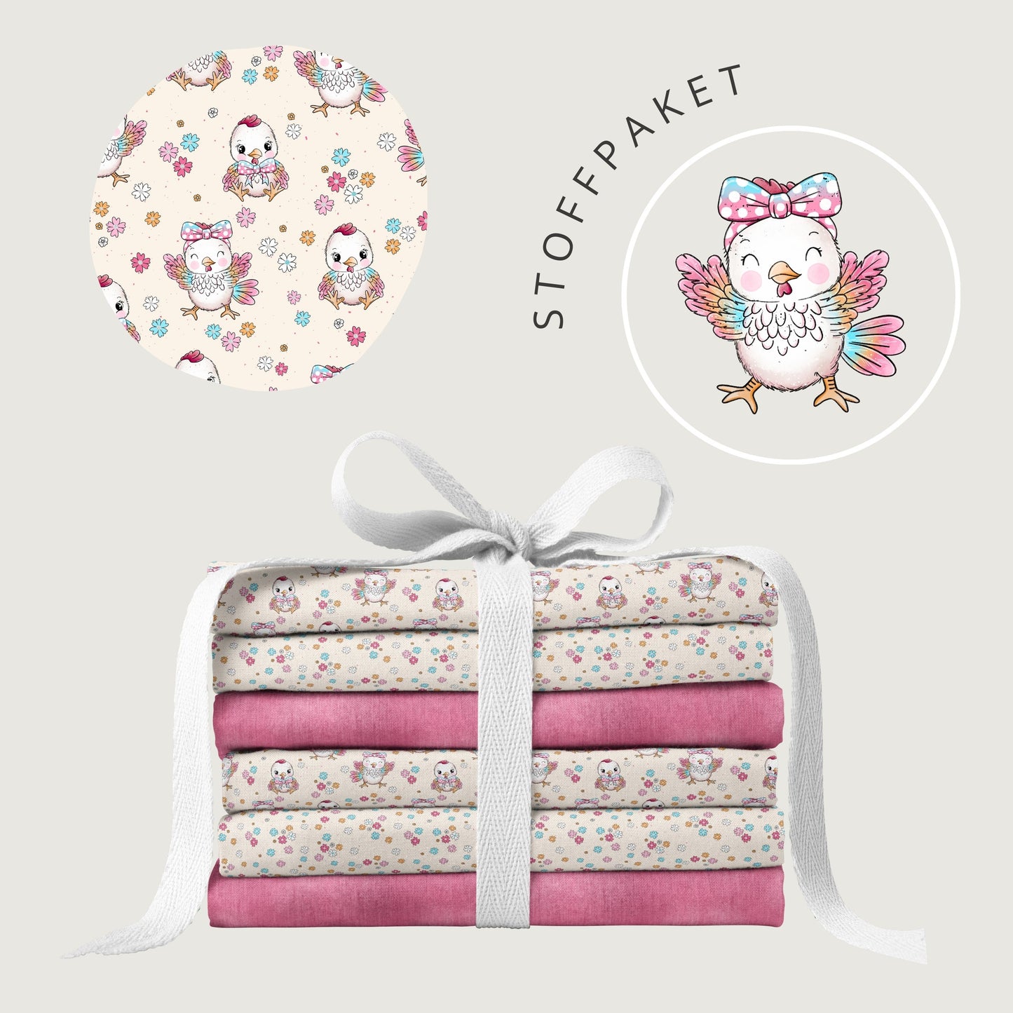 Stoffpaket Happy Sweet Chicks – süßer Küken Kinderstoff | verschiedene Stoffarten