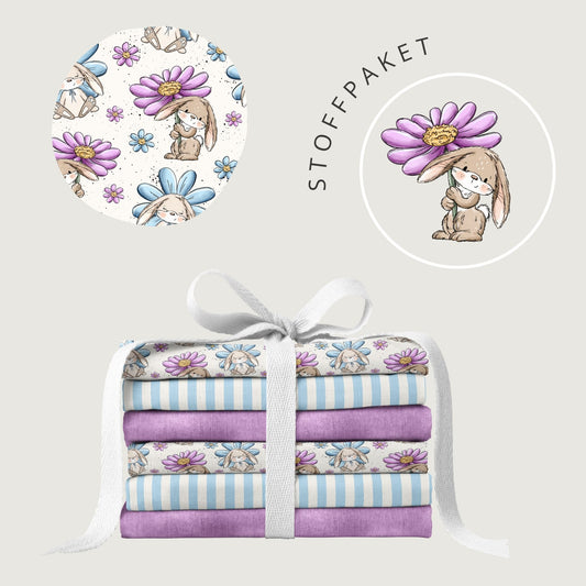 Stoffpaket Blumenhäschen | auf verschiedenen Stoffarten