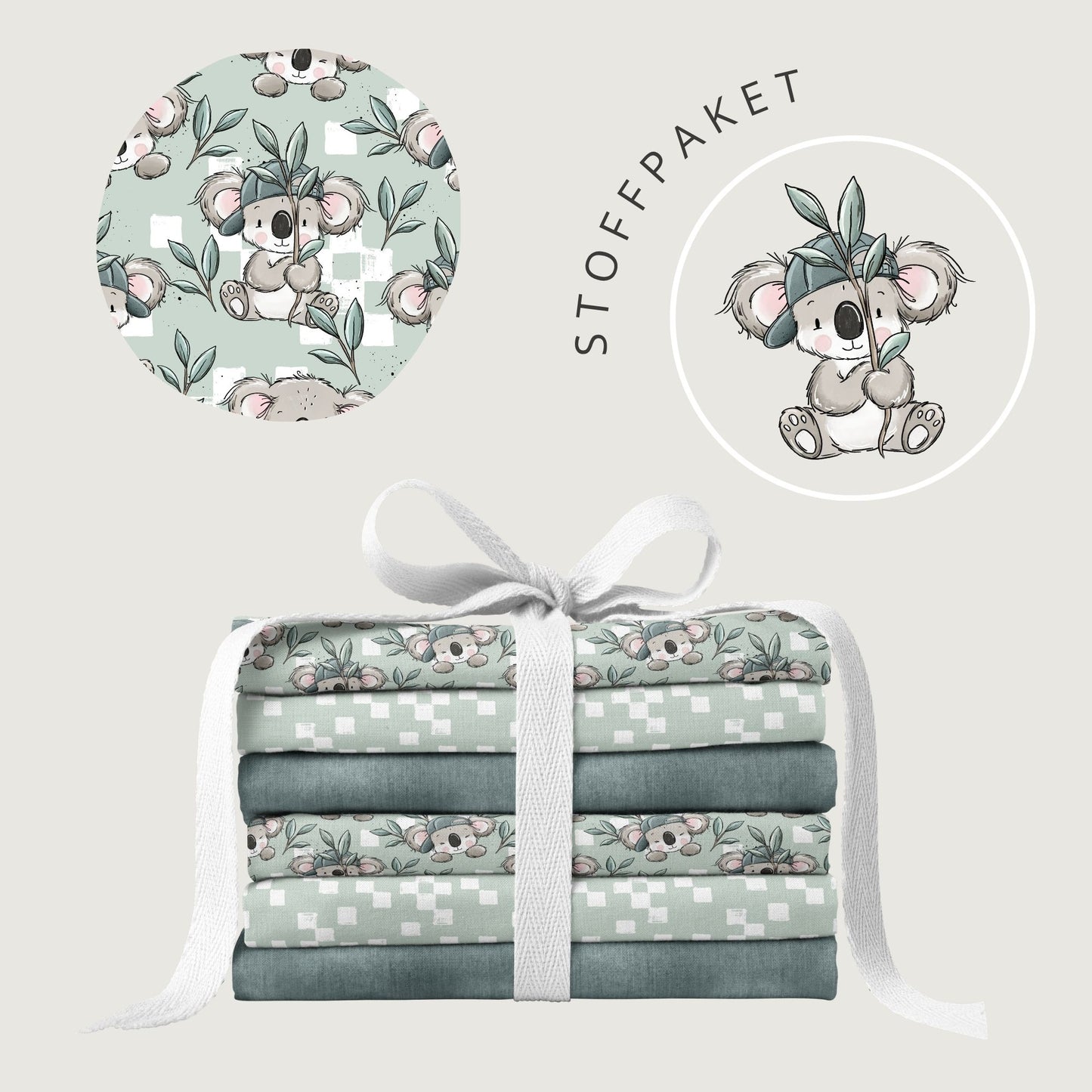 Stoffpaket Koalatag Mint | auf verschiedenen Stoffarten