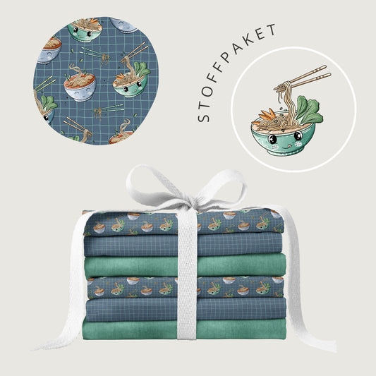 Stoffpaket Ramen – moderner Food-Kinderstoff | verschiedene Stoffarten