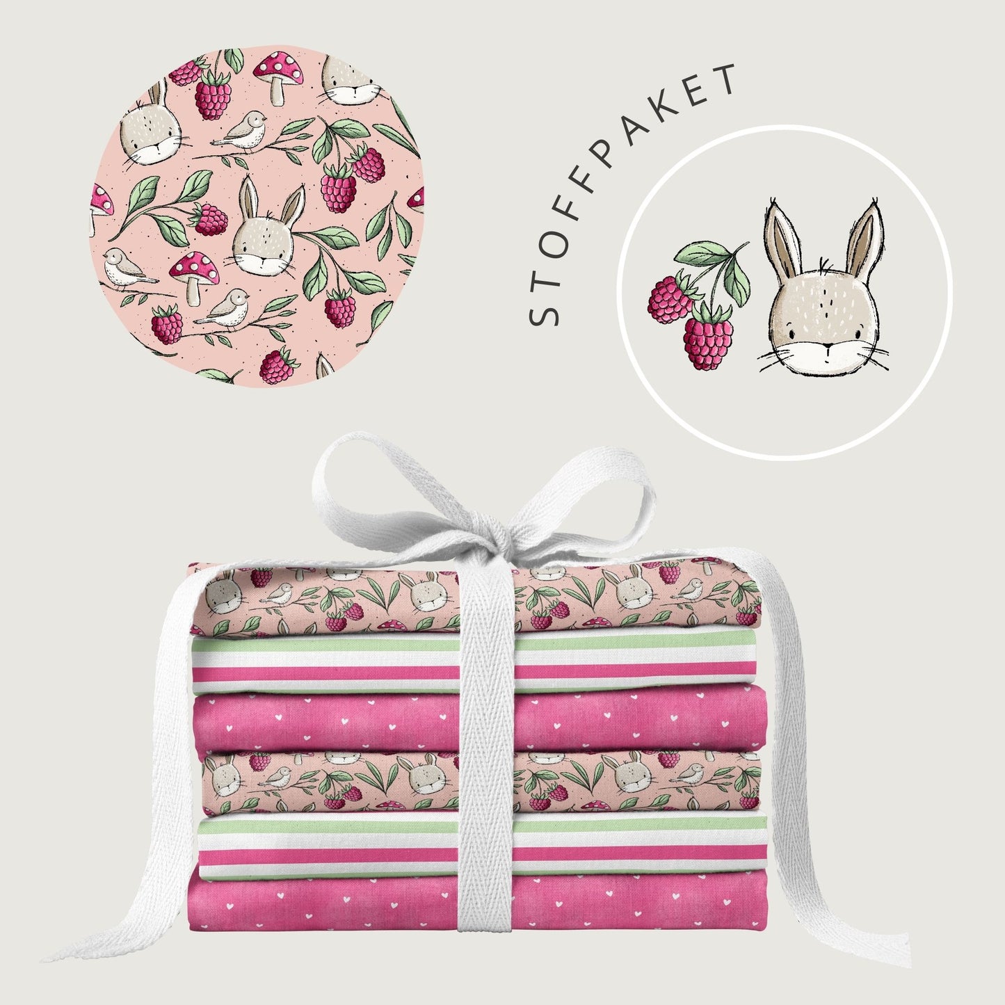 Wiesentag Rosa – Waldtiere & Natur | verschiedene Stoffarten