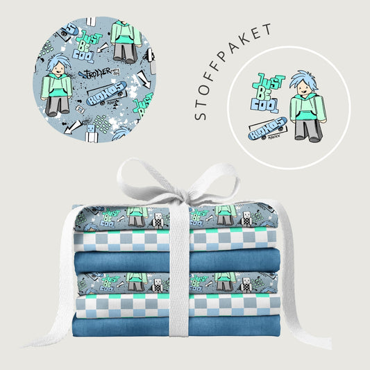 Stoffpaket Bloxos Blau – Gamer Stoff | auf verschiedenen Stoffarten