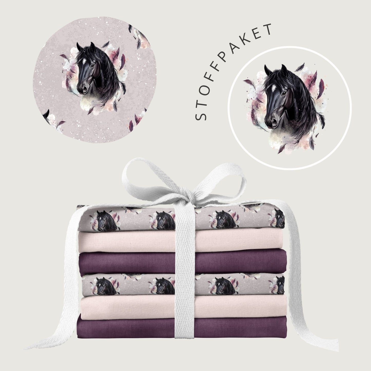 Stoffpaket Spirit Horse Lila | auf verschiedenen Stoffarten