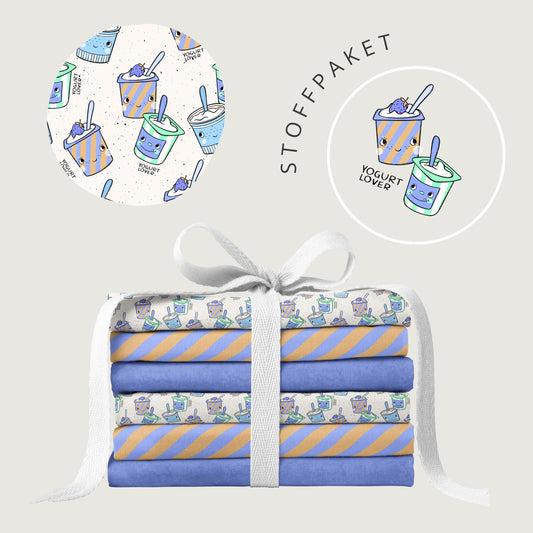 Stoffpaket Yogurt Lover Neutral – Kinderstoff Food Design | verschiedene Stoffarten