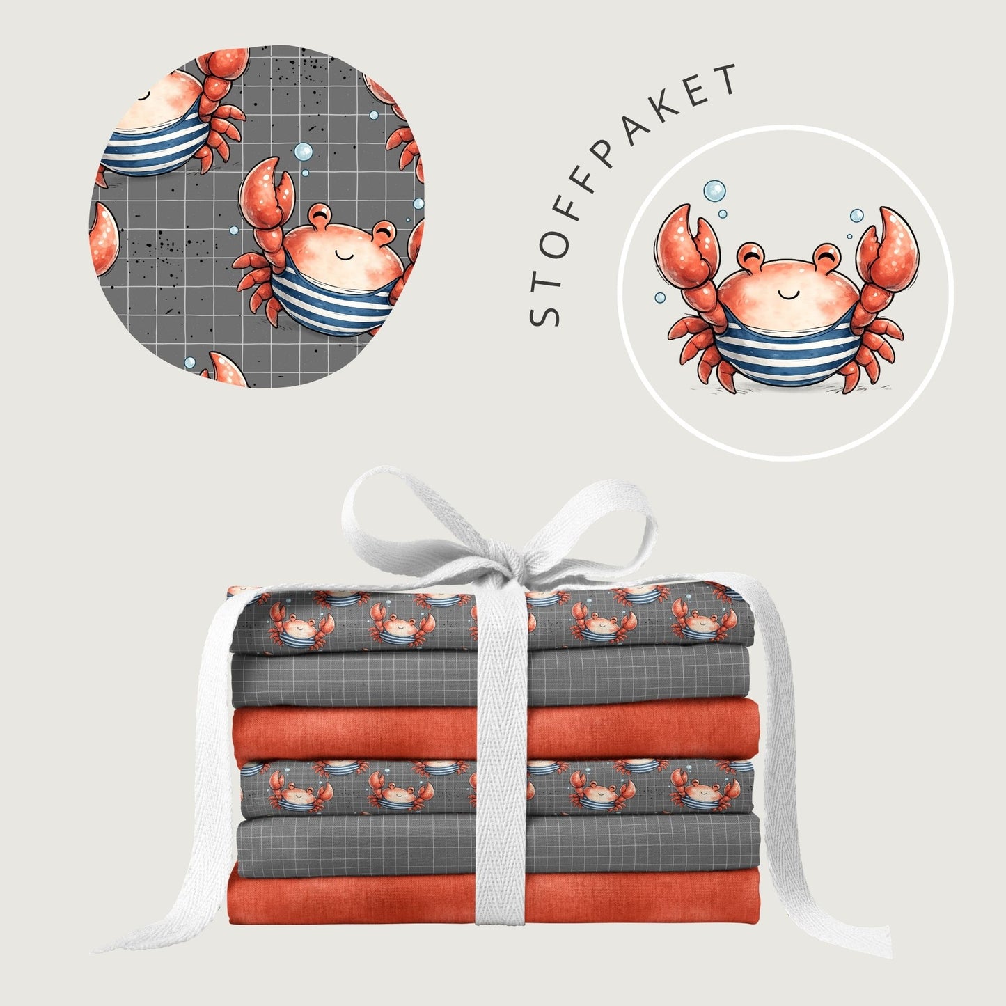 Stoffpaket Seaside Crab Grid | auf verschiedenen Stoffarten