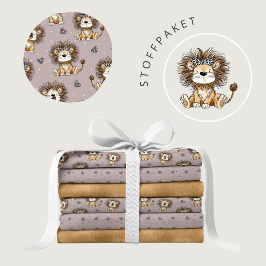 Stoffpaket Löwenstark Mauve | auf verschiedenen Stoffarten