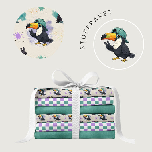 Stoffpaket Toucan Vibes Beige | auf verschiedenen Stoffarten