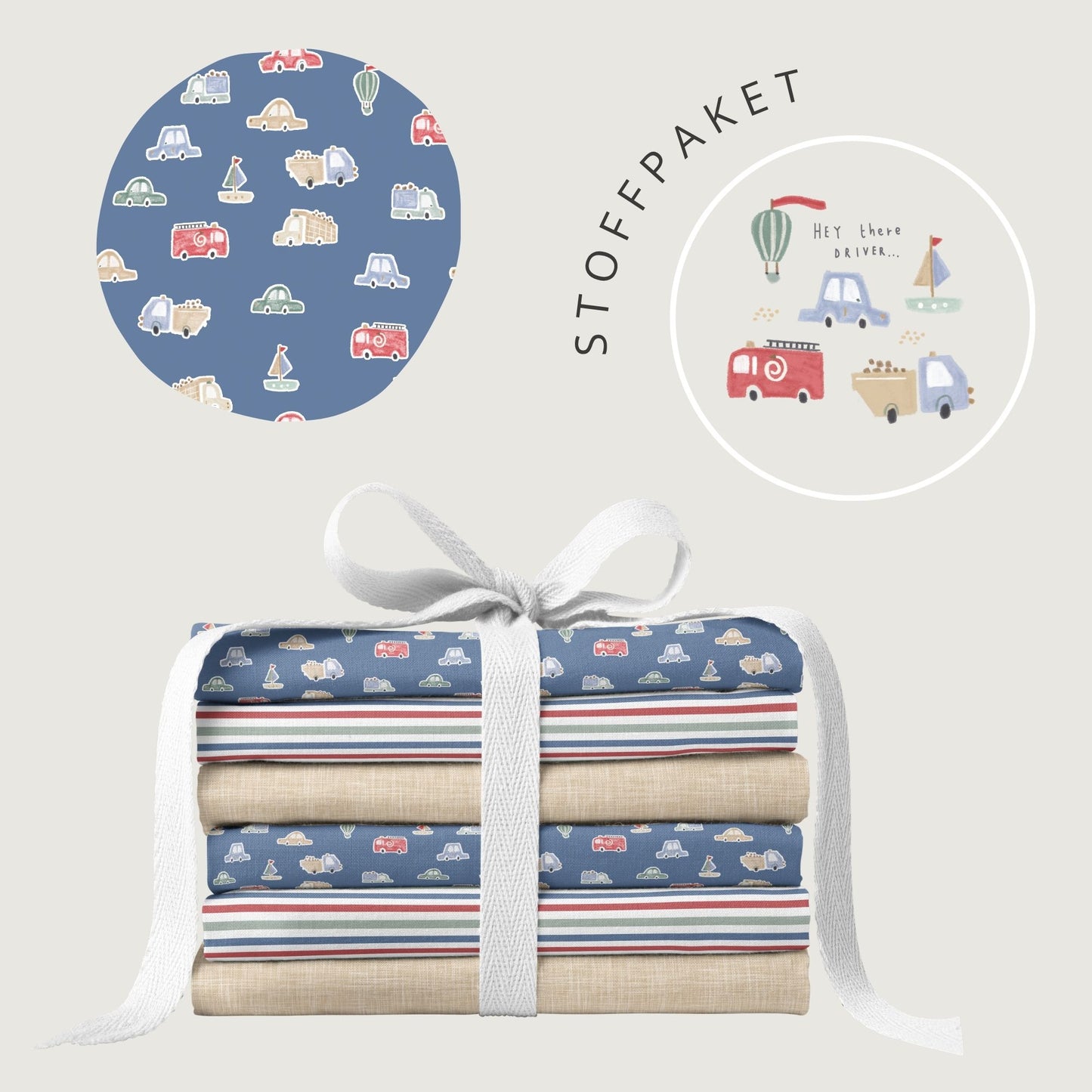 Stoffpaket Fahrspaß | auf verschiedenen Stoffarten