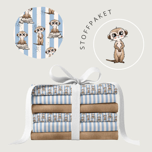 Stoffpaket Erdmännchen Crew Stoff – süßer Kinderstoff mit Tieren | verschiedene Stoffarten