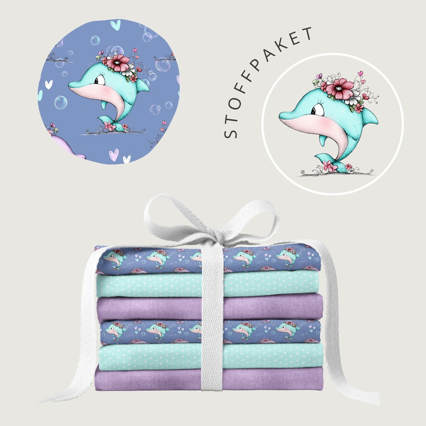 Stoffpaket Blooming Dolphin Lila | auf verschiedenen Stoffarten