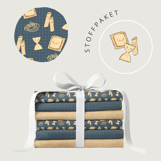 Stoffpaket Nudelbande – verspielter Food-Kinderstoff | verschiedene Stoffarten