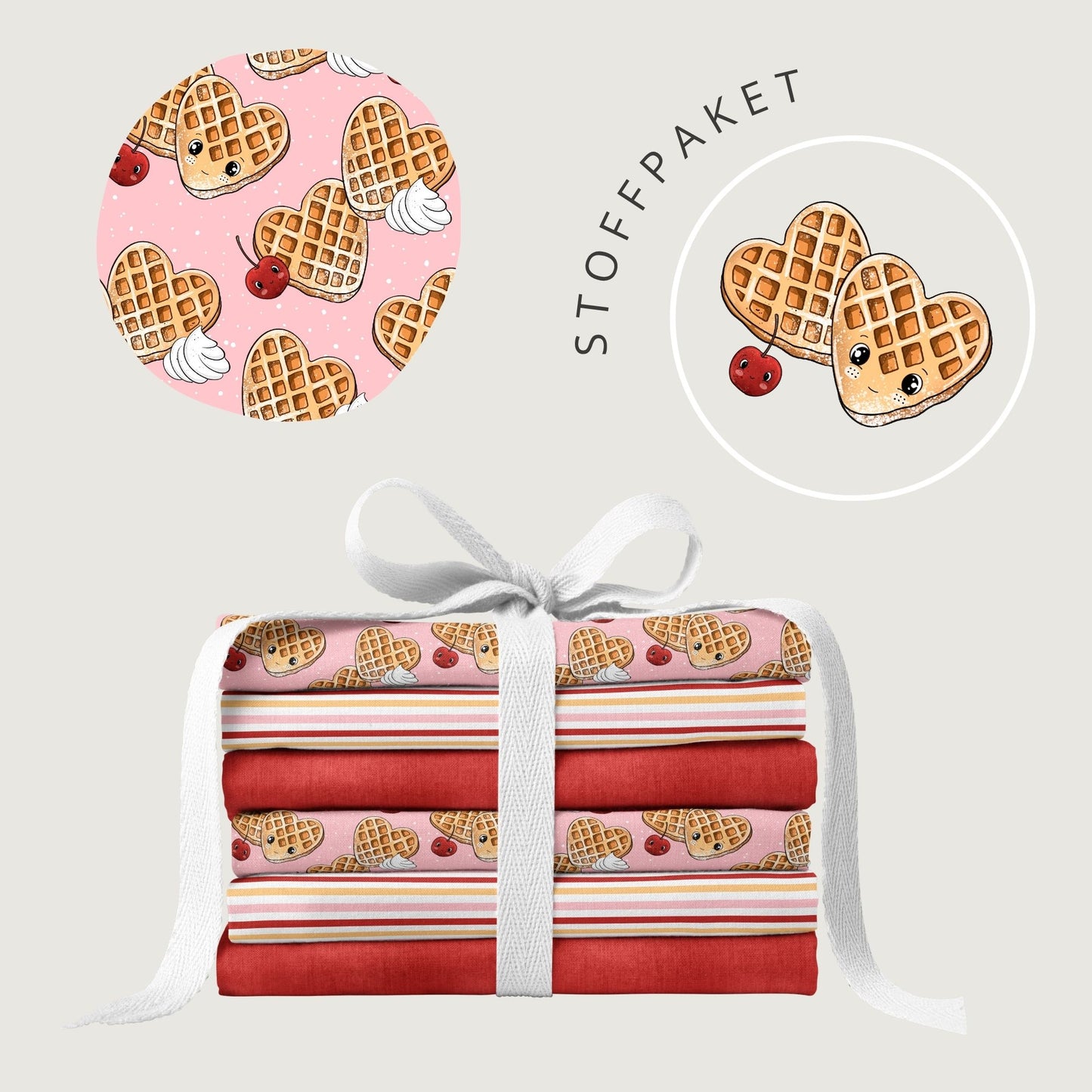 Stoffpaket Herzwaffel | auf verschiedenen Stoffarten